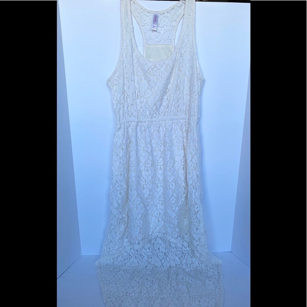 White Sleeveless Long Stylish Short Front Dress